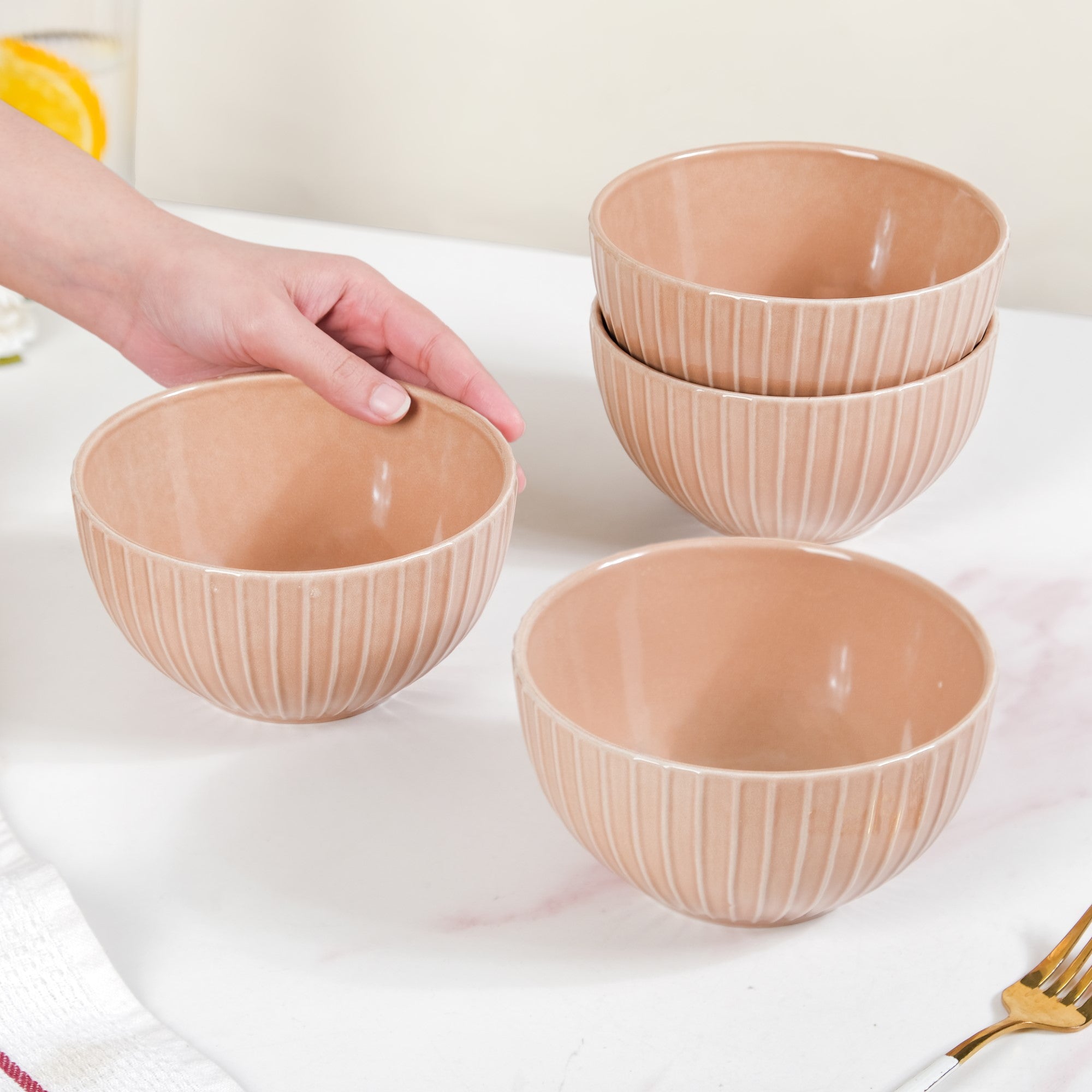 Costola Serving Bowls Set Of Beige 650ml Online Premium