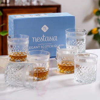 Modern Diamond Embossed Scotch Glass Set Of 6 350ml