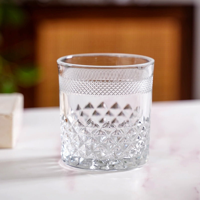Modern Diamond Embossed Scotch Glass Set Of 6 350ml