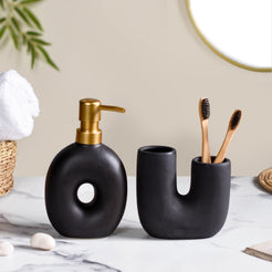 Modern Donut Ceramic Bath Set Of 2 Matte Black