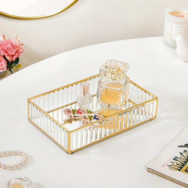 Modern Gold Edge Glass Decorative Tray Small