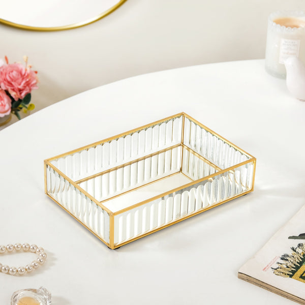 Modern Gold Bordered Decorative Tray Small