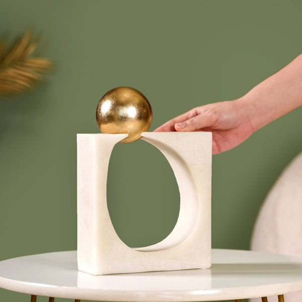 Modern Gold Orb Sculpture