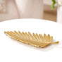 Golden Fern Leaf Metal Tray With Handle Set Of 2 - Gold decorative tray, leaf metal tray, golden serving tray, metallic tray