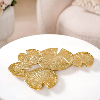 Golden Lotus Leaf Cluster Decorative Tray