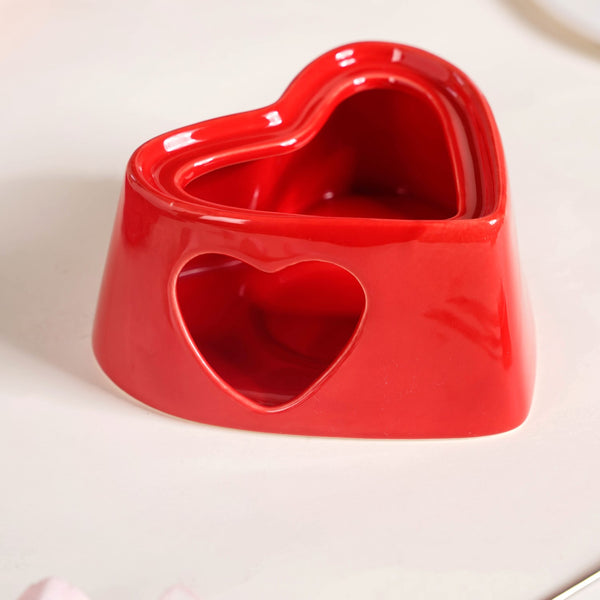 Heart Shaped Fondue Set Red