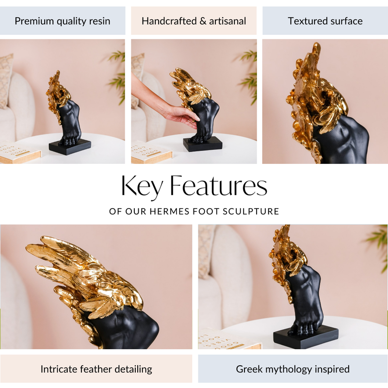 Hermes Foot Sculpture For Home Decor Black - black foot sculpture, decorative home accents, modern art sculpture, unique home decor
