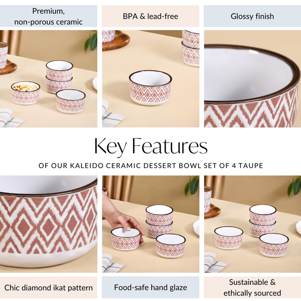 Kaleido Ceramic Small Bowl Set Of 4 Pink 200ml