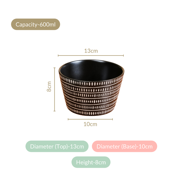 Kuro Ceramic Serving Bowl Set Of 6 600ml