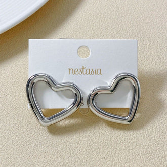 Modern Love Silver Heart Stud Earrings