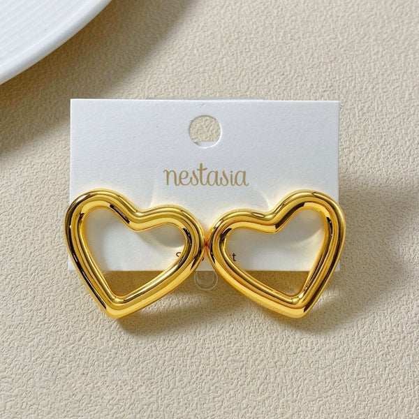 Modern Love Gold Heart Stud Earrings