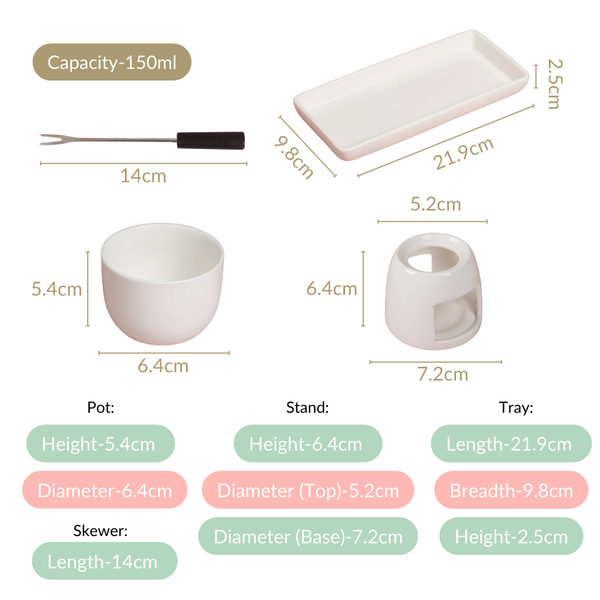 Mini White Fondue Set With Plate