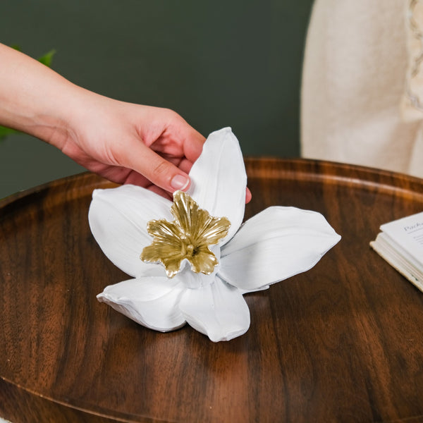 Orange Blossom Flower Showpiece White And Gold