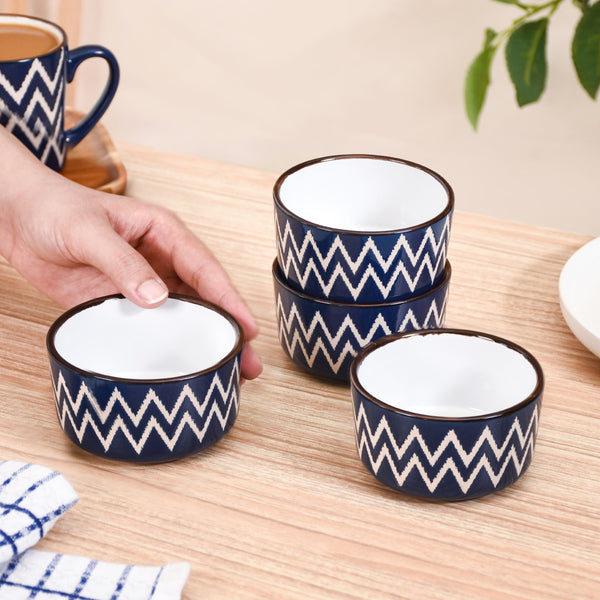 Oscilla Ceramic Small Bowl Set Of 4 Navy 200ml