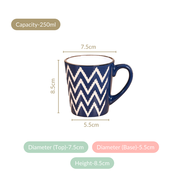 Oscilla Tea Cup Set Of 6 Navy 250ml