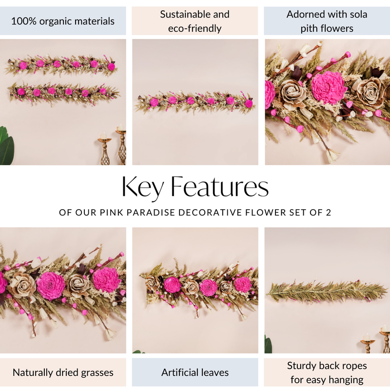 Pink Paradise Decorative Flower Set Of 2