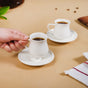 Ribbed Ceramic Cup With Saucer Set Of 2 100ml