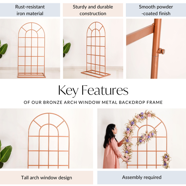 Rose Gold Arched Metal Backdrop Frame 42 Inch