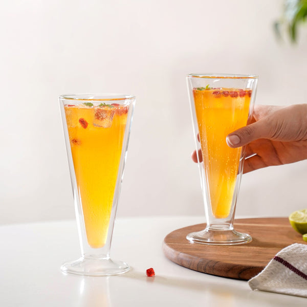 Set Of 2 Tall Double Wall Cocktail Glasses 300ml