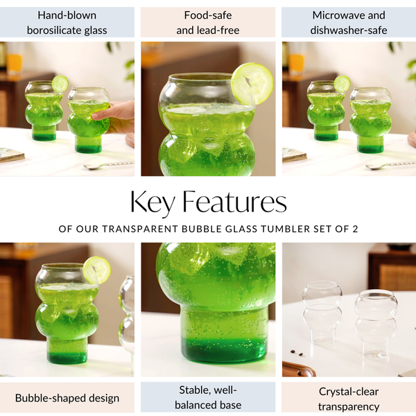 Viral Bubble Glass Tumbler Set Of 2 550ml