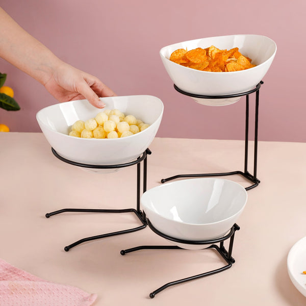 Set Of 3 Serving Bowls With Stands