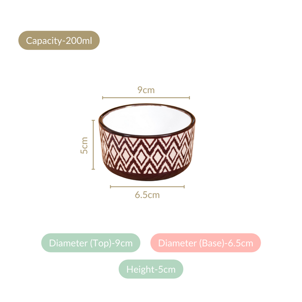 Set Of 4 Kaleido Ceramic Small Bowl For Nuts Brown 200ml