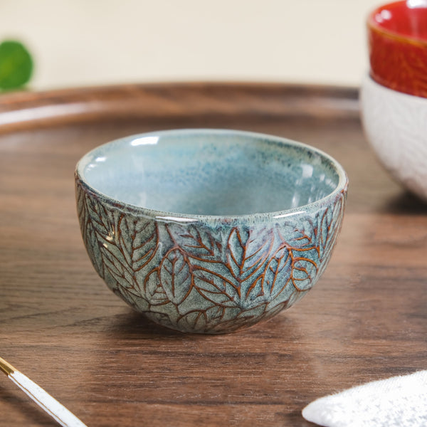 Sienna Set Of 4 Leaf Embossed Ceramic Small Bowl 250ml