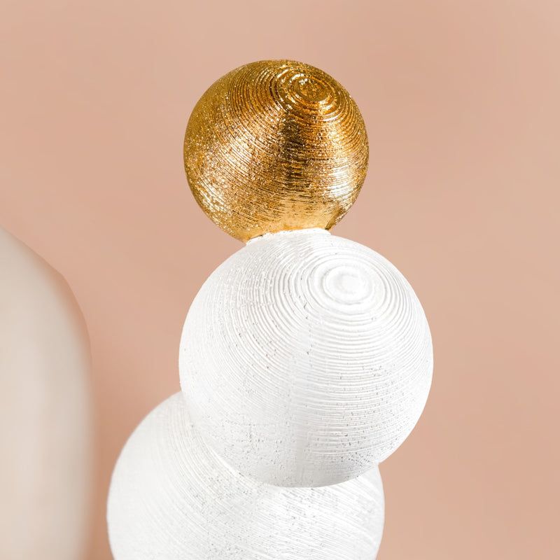 Molecular Geometric Sculpture White And Gold