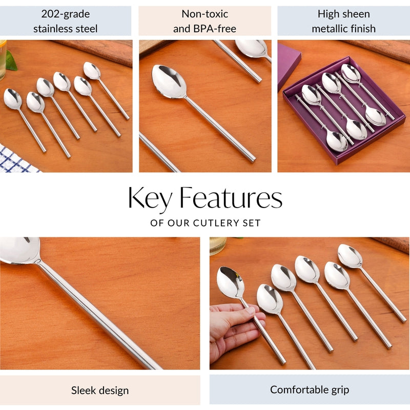 Modern Stainless Steel Table Spoon Set Of 6