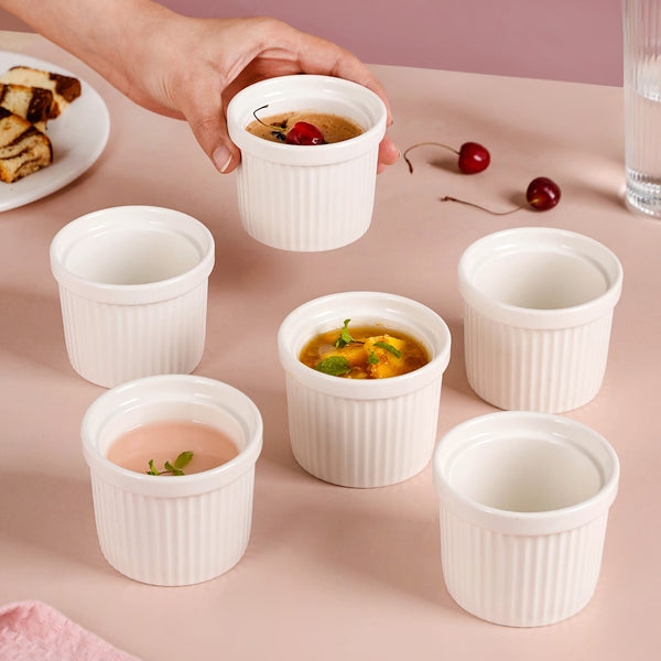 White Baking Ceramic Ramekin Set Of 6 150ml