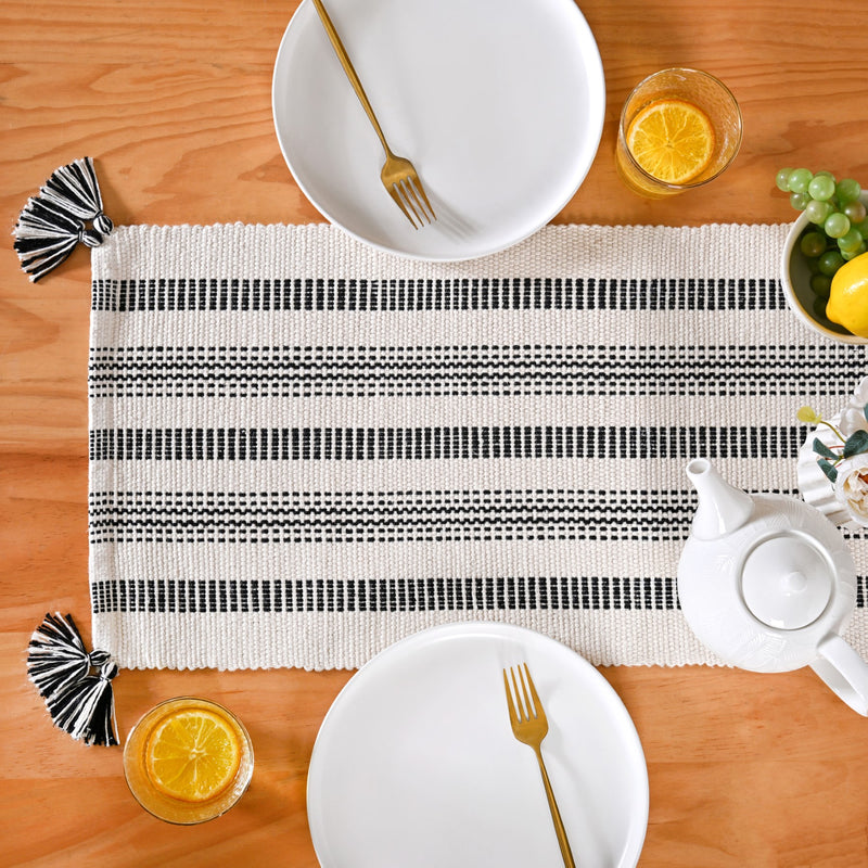 Monochrome Cotton Runner 180x33cm