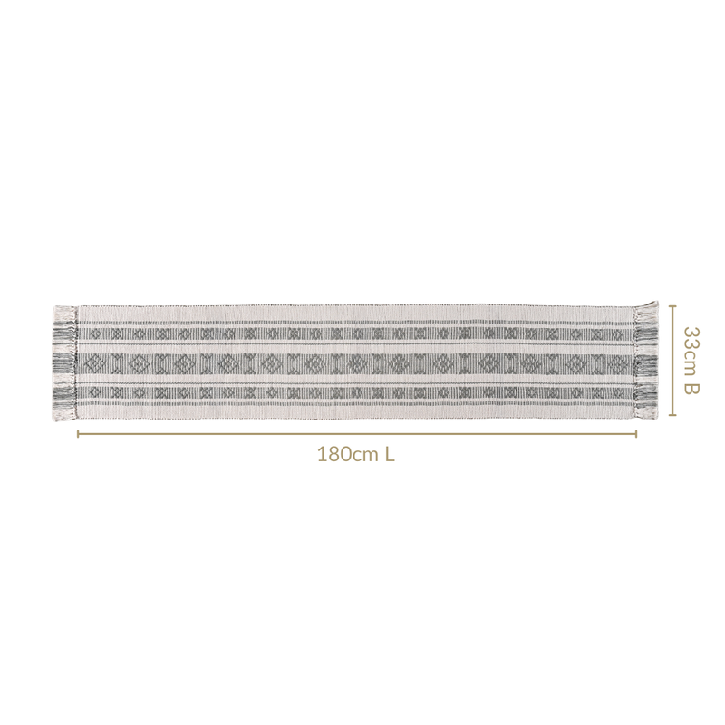 MonoLoom Fringed Cotton Runner 180x33cm