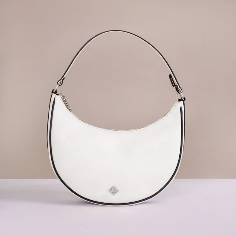 White Half Moon Shoulder Bag