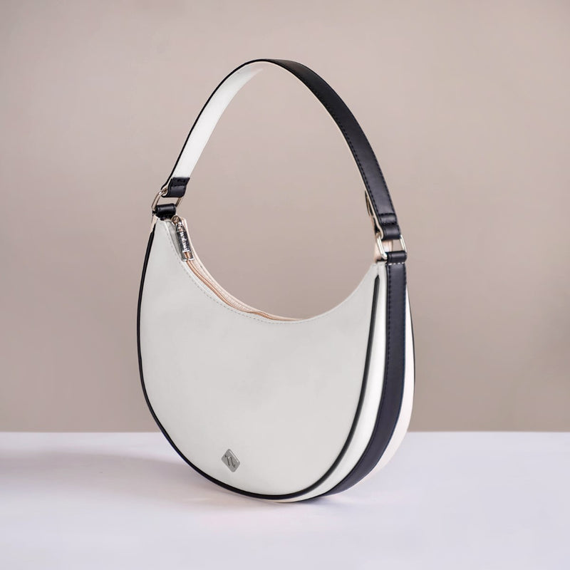 White Half Moon Shoulder Bag