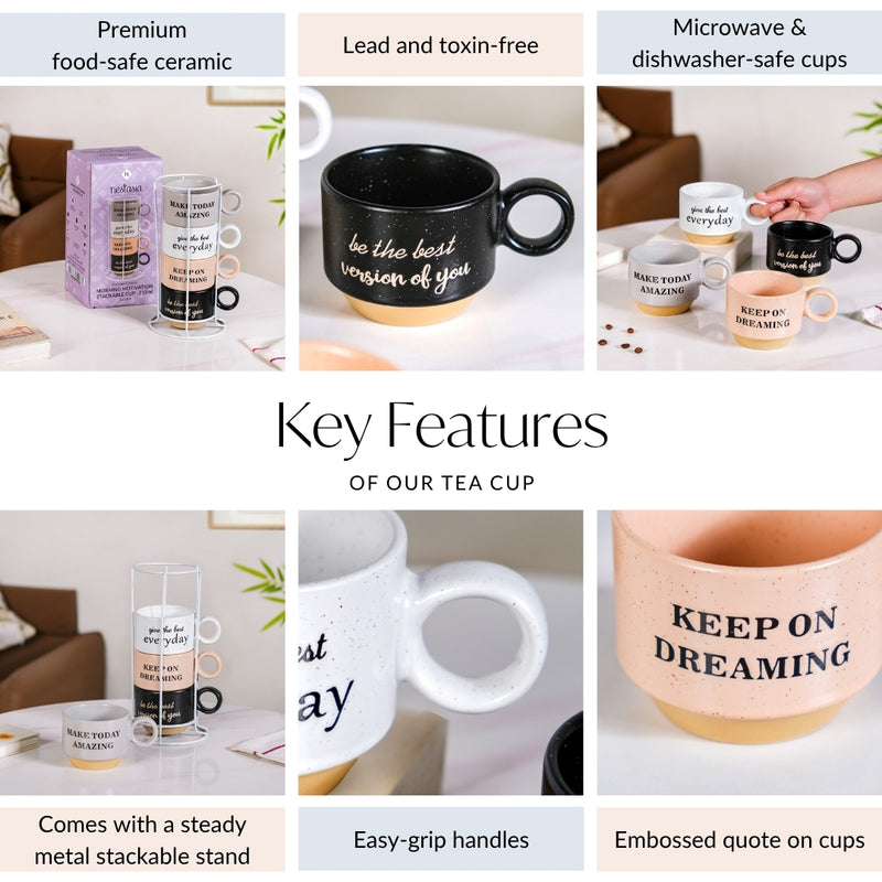 Morning Motivation Stackable Cup Set Of 4 215ml