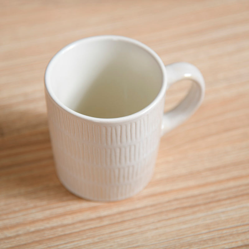 White Ribbed Coffee Mug Set Of 6 220ml - Tea cups, tea cup set, coffee cups, ceramic cups, ceramic tea cups, coffee mugs, white coffee mugs