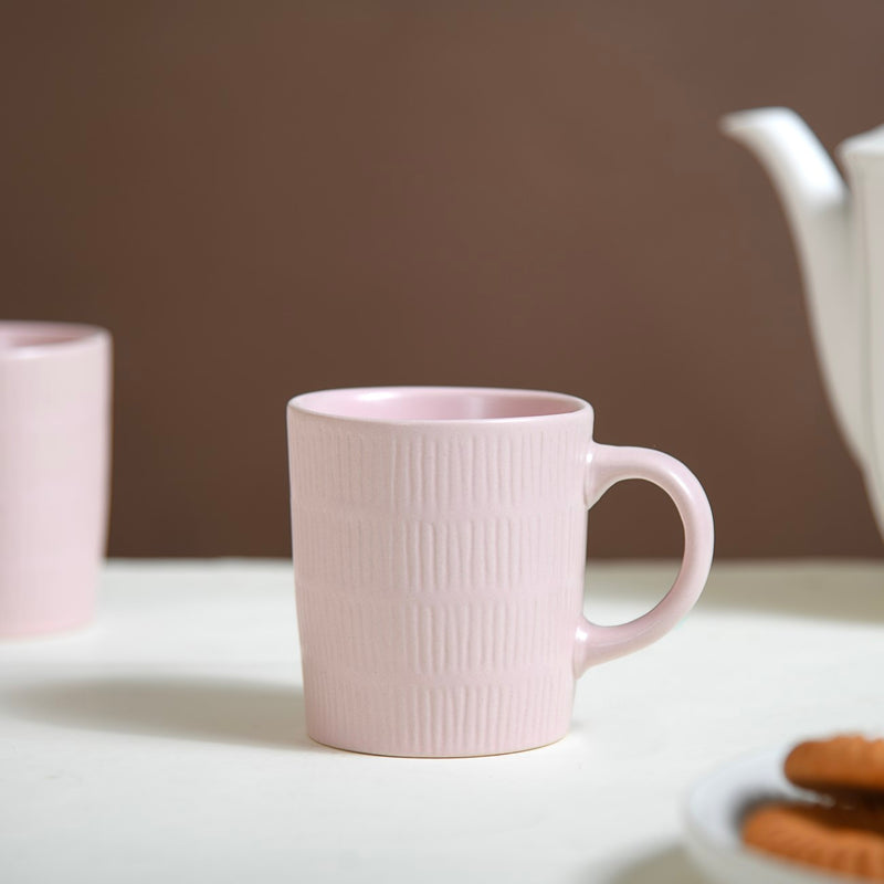 Matte Pink Ceramic Mug Set Of 6 220ml - Coffee mugs, ceramic mug set, coffee mug set, pink mugs