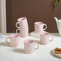 Matte Pink Ceramic Mug Set Of 6 220ml - Coffee mugs, ceramic mug set, coffee mug set, pink mugs