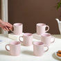 Matte Pink Ceramic Mug Set Of 6 220ml - Coffee mugs, ceramic mug set, coffee mug set, pink mugs