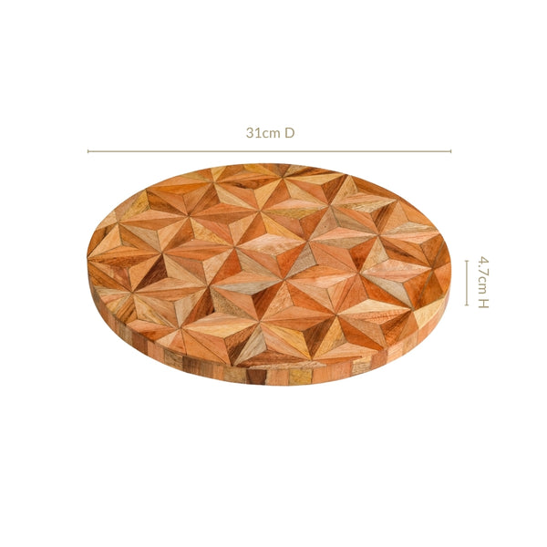 Kaleidoscopic Inlay Wooden Lazy Susan 31cm