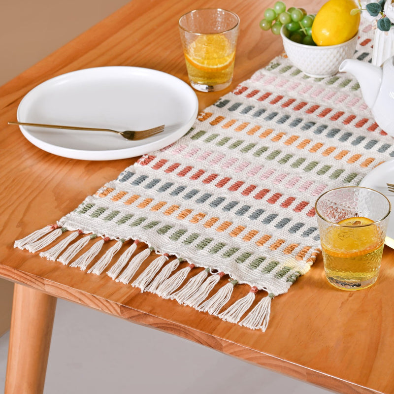 Multicoloured Cotton Runner 180x33cm