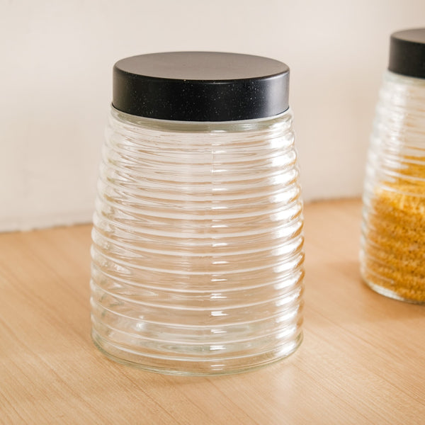 Glass Kitchen Jars With Lid Set Of 4 Rings Design 1400ml