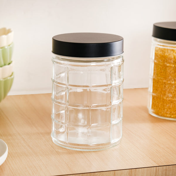 Glass Storage Jars With Airtight Lid Set Of 4 Checks 1350ml