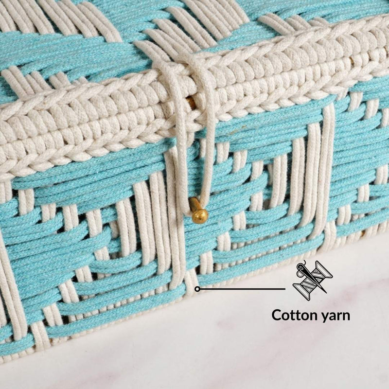 Multipurpose Handwoven Storage Basket Blue And White