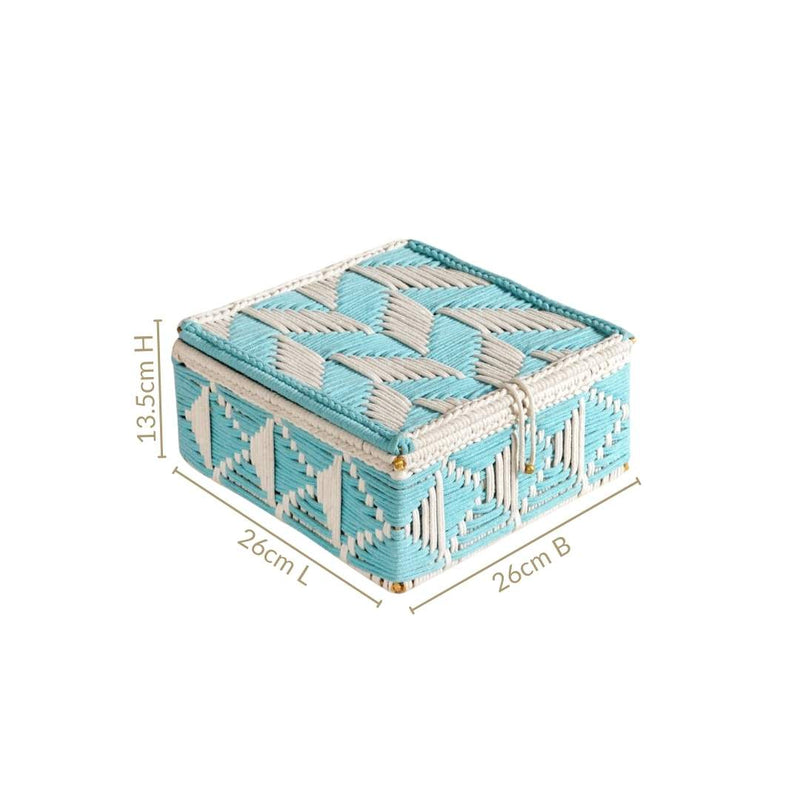 Multipurpose Handwoven Storage Basket Blue And White