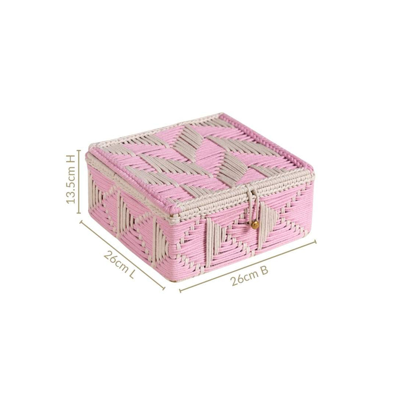 Multipurpose Handwoven Storage Basket Pink And White
