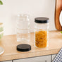 Set Of 4 Square Textured Glass Jars With Lid 1900ml