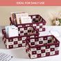 Multipurpose Storage Basket Set Of 3 Burgundy