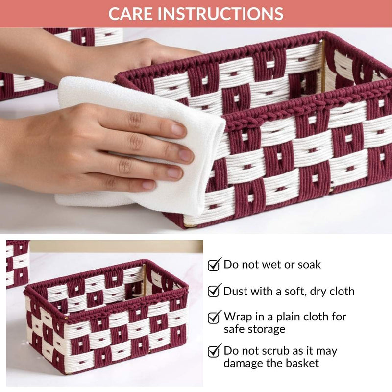 Multipurpose Storage Basket Set Of 3 Burgundy