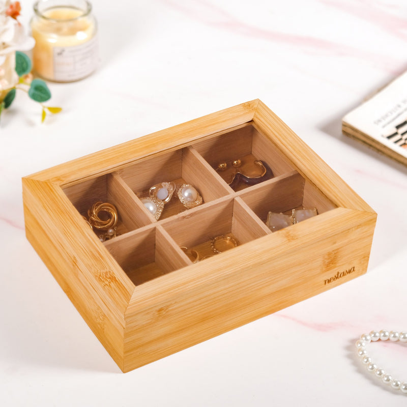 Multipurpose Wooden Storage Box With Compartments
